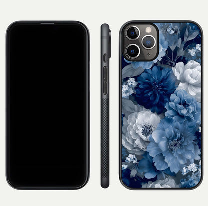 Royal Bloom Garden Glass Case for iPhone 11 Pro Max close-up angled shot highlighting royal bloom texture and reflection
