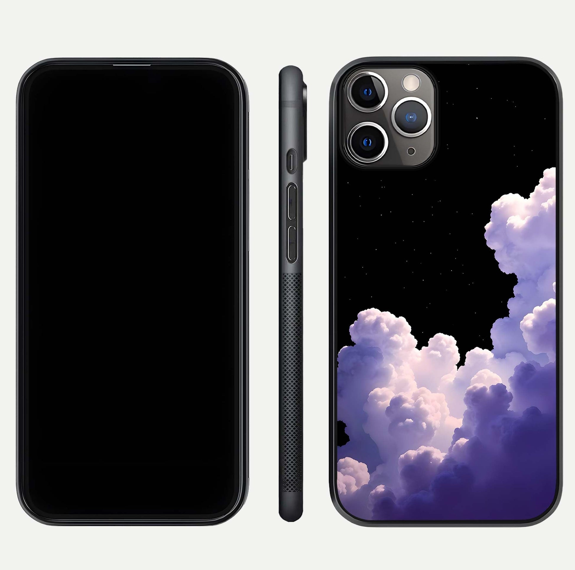 Starlit Night Whispers Glass Case for iPhone 11 Pro Max close-up angled shot highlighting stars and reflection