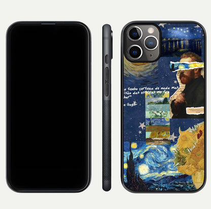 Starry Dream Vision Glass Case for iPhone 11 Pro Max close-up angled shot highlighting cosmic light and reflection
