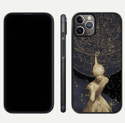Taylor Swift Girl Glass Case for iPhone 11 Pro Max close-up angled shot highlighting texture and HD reflection