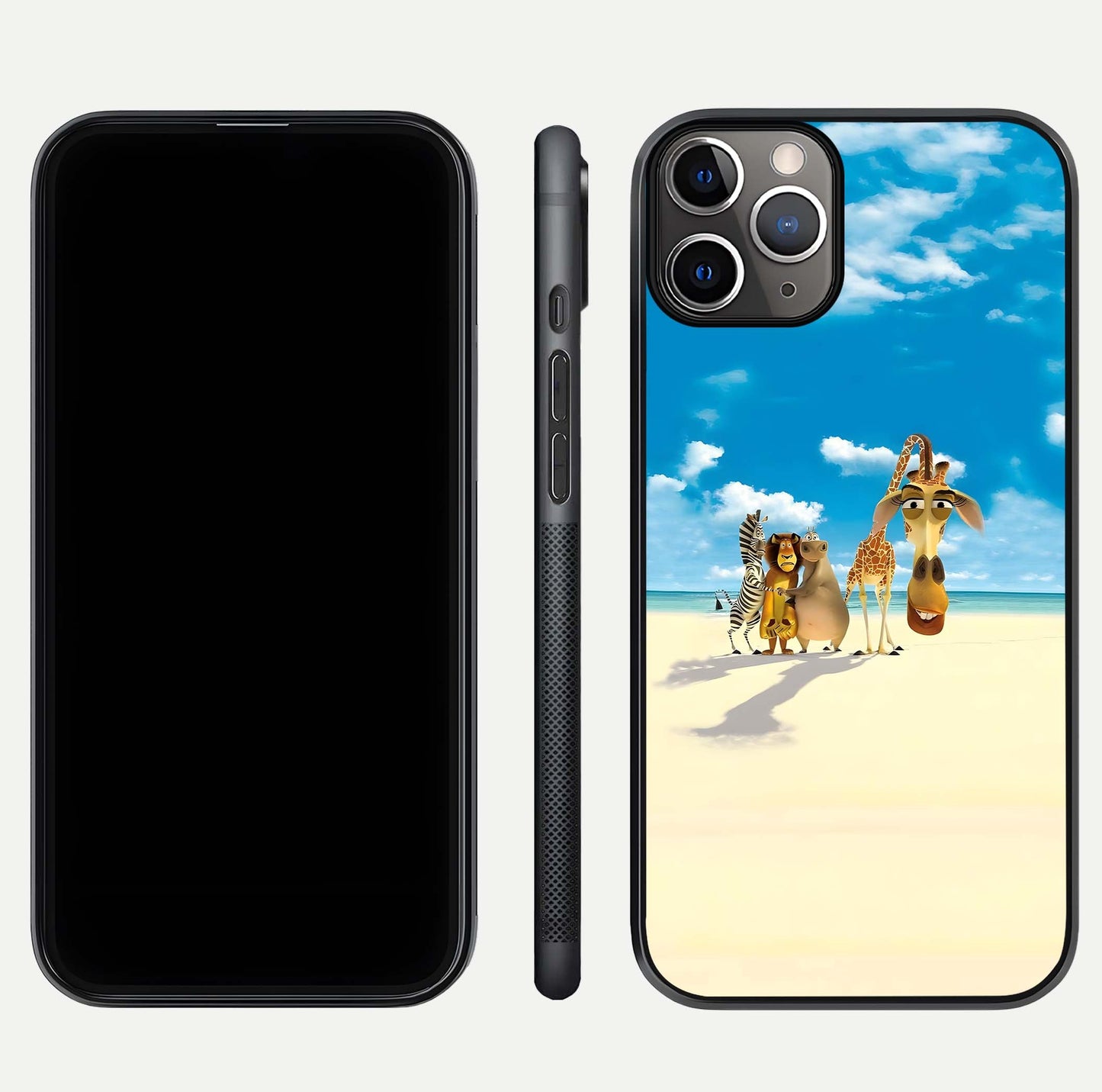 Tropical Fun Squad Glass Case for iPhone 11 Pro Max close-up angled shot highlighting vibrant tones and texture