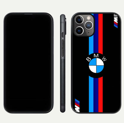 Turbo BMW Beast Glass Case for iPhone 11 Pro Max close-up angled shot highlighting car detailing and reflection