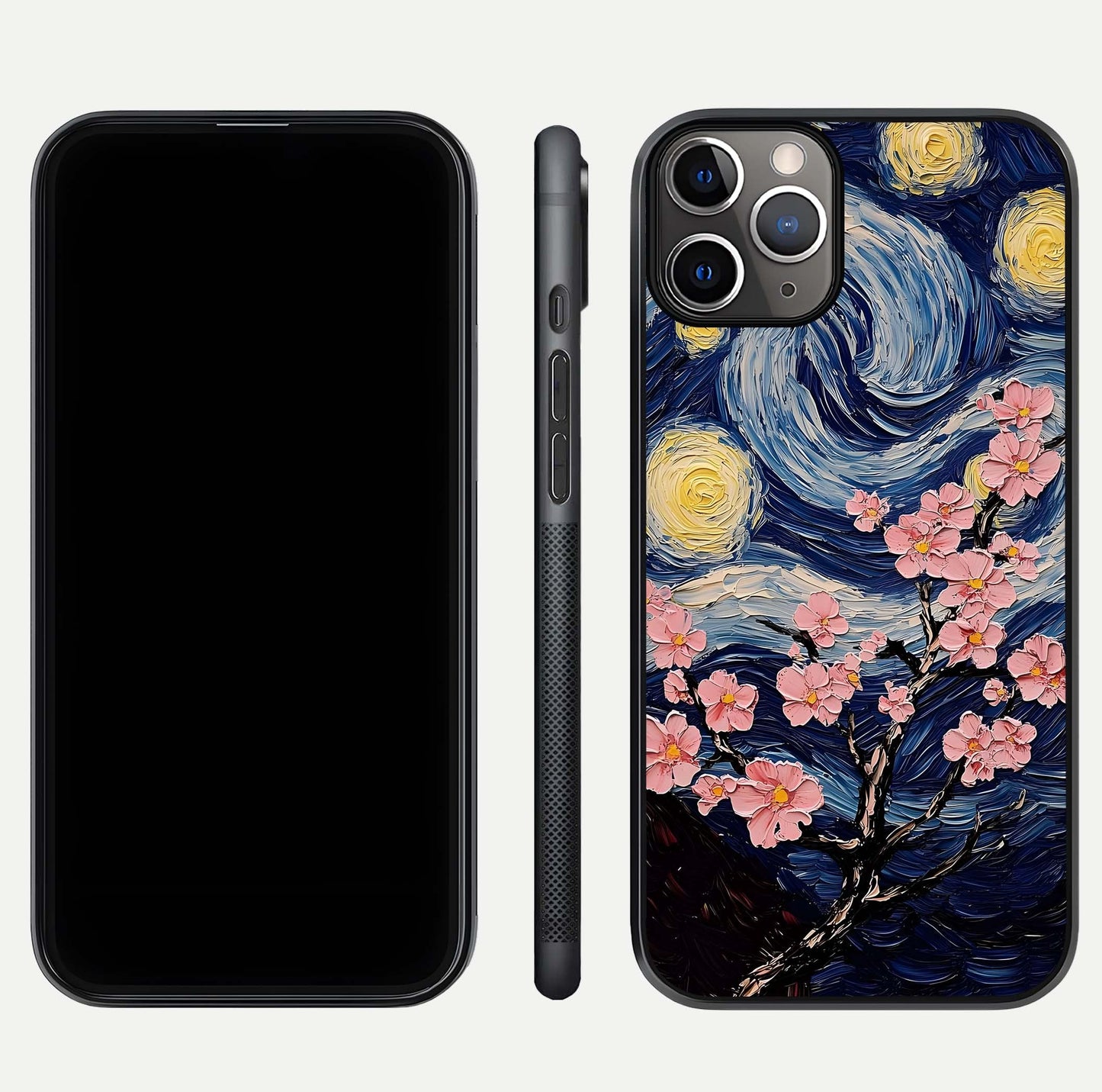 Van Gogh Scenery Glass Case for iPhone 11 Pro Max close-up angled shot highlighting brushwork texture and color depth