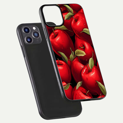 Apple Pattern Glass Case for iPhone 11 Pro Max front and back layout highlighting clean lines and protective glass finish