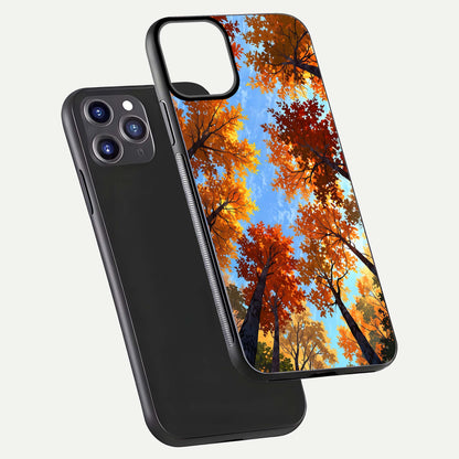 Autumn Sky Rise Glass Case for iPhone 11 Pro Max front and back layout showing sky print and edge smoothness