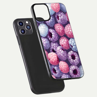 Berry Candy Pop Glass Case for iPhone 11 Pro Max front-and-back layout showing colorful pattern and sleek protective frame