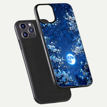 Blossom Moonlight Sky Glass Case for iPhone 11 Pro Max dual-view layout highlighting sky gradient and floral composition