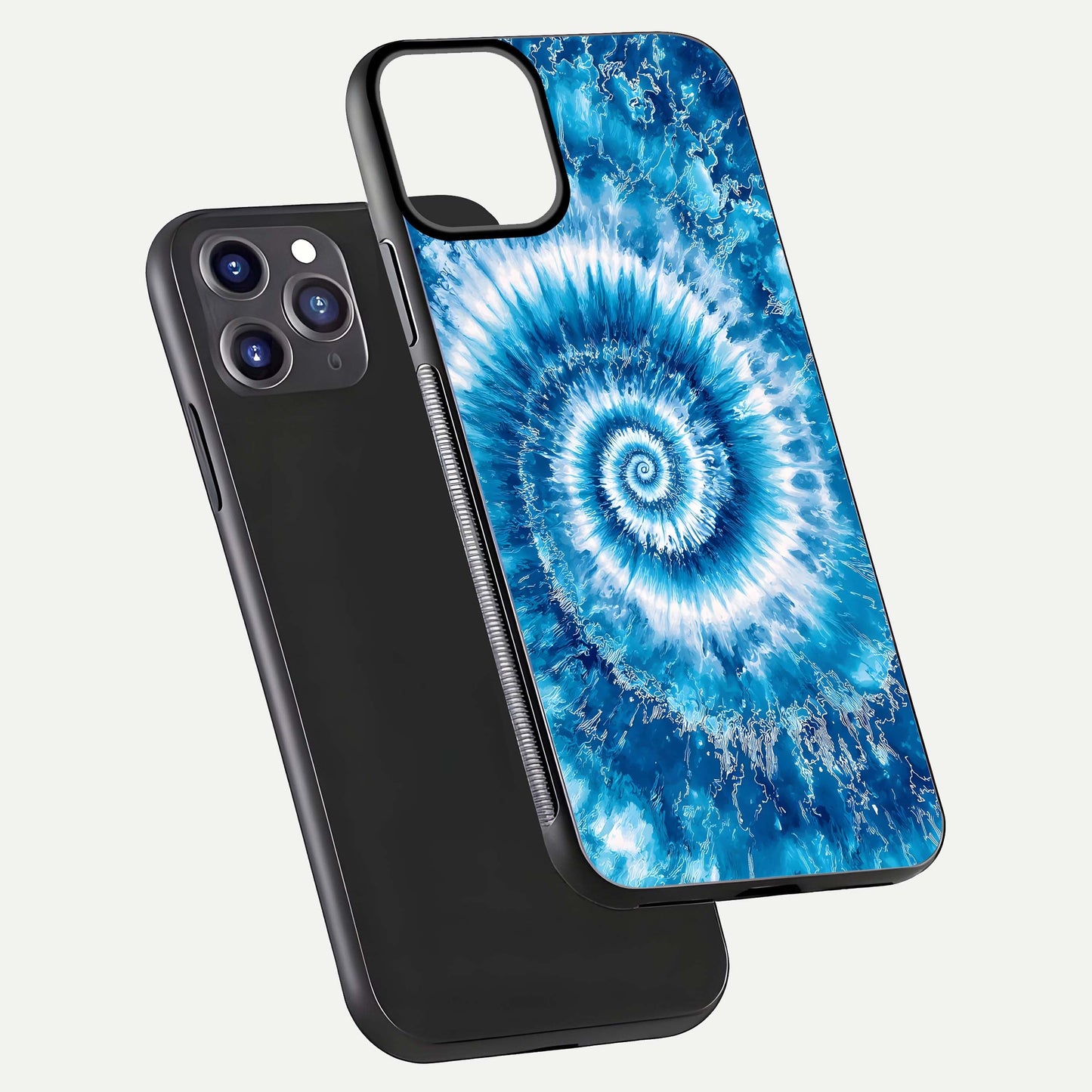Blue Galaxy Wave Glass Case for iPhone 11 Pro Max front-and-back layout showing gradient flow and shine clarity