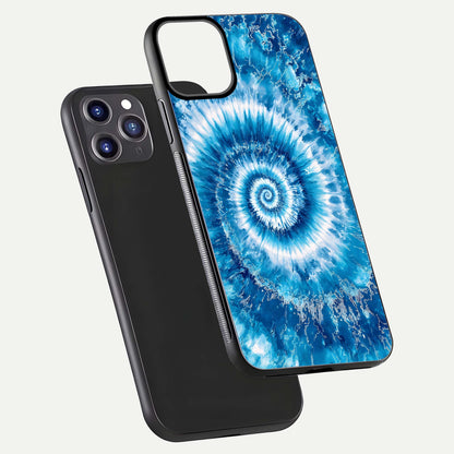 Blue Galaxy Wave Glass Case for iPhone 11 Pro Max front-and-back layout showing gradient flow and shine clarity