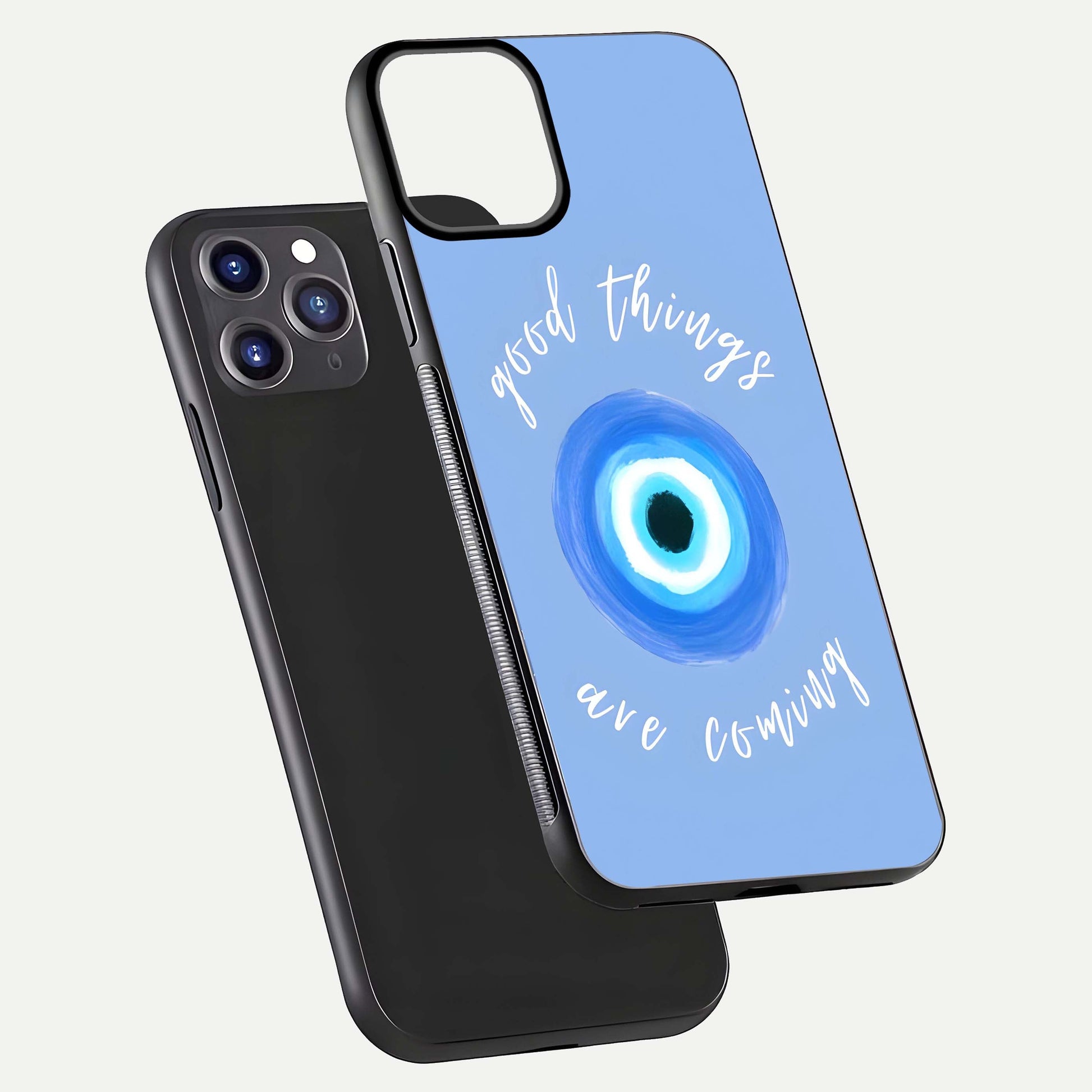Bright Future Ahead Glass Case for iPhone 11 Pro Max front-and-back layout showing clean font style and gloss shine