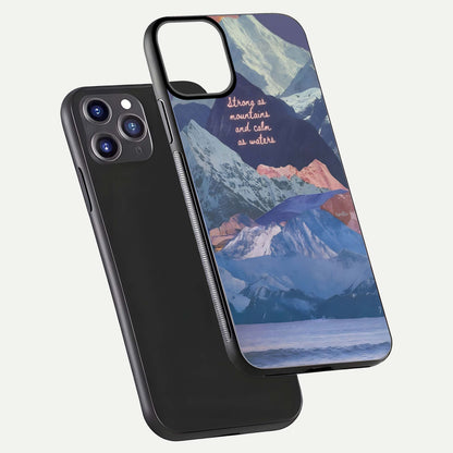 Celestial Mountain Calm Glass Case for iPhone 11 Pro Max dual-view layout displaying scenic tones and curved finish