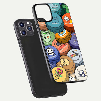 Coins Patterns Glass Case for iPhone 11 Pro Max dual-view layout displaying elegant art and glass clarity