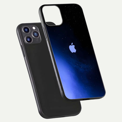 Cosmic Blue Apple Glass Case for iPhone 11 Pro Max dual-view layout displaying cosmic tones and glass edges
