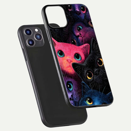 Cosmic Cats Dreams Glass Case for iPhone 11 Pro Max dual-view layout displaying HD print and glossy shine