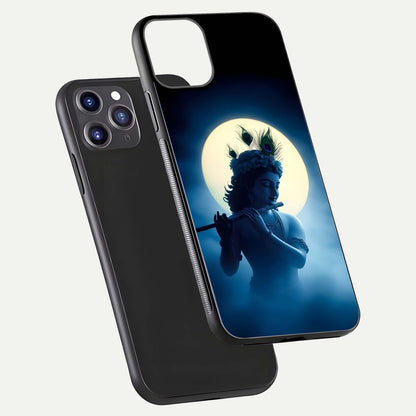 Divine Moon Flute Glass Case for iPhone 11 Pro Max dual-view layout displaying soft night tones and curved polish