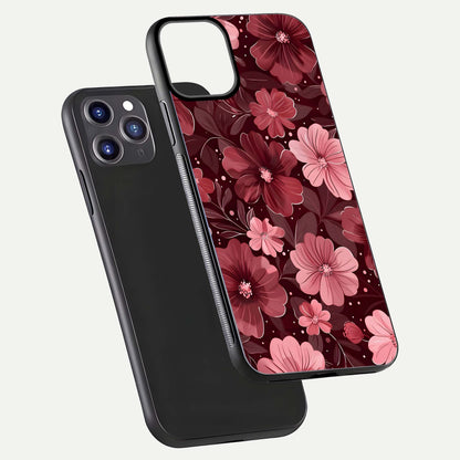 Flower Blush Bloom Glass Case for iPhone 11 Pro Max dual-view layout displaying HD print and smooth curves