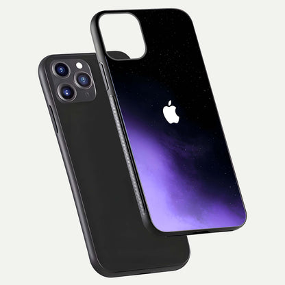 Galaxy Apple Aura Glass Case for iPhone 11 Pro Max front and back view layout displaying cosmic tones and premium curved glass edges