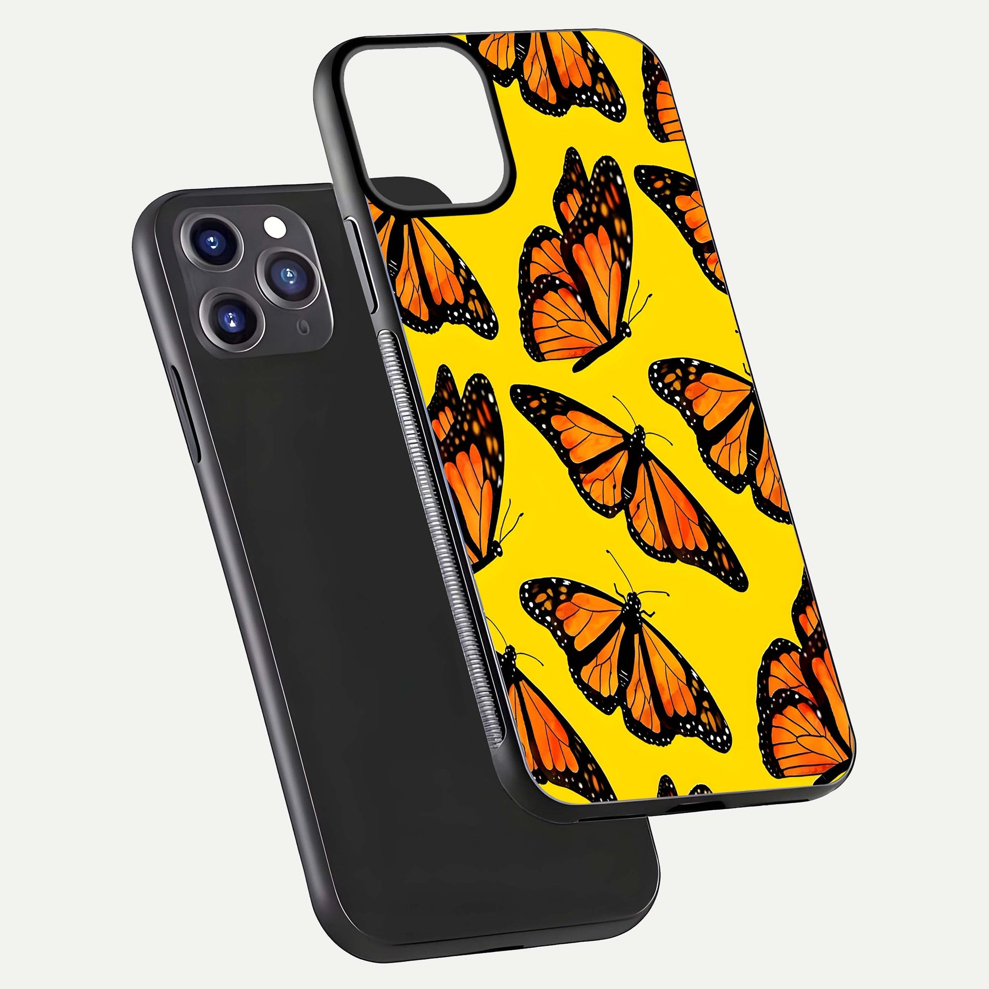 Golden Wing Flight Glass Case for iPhone 11 Pro Max front and back view layout highlighting graceful lines and curved glass
