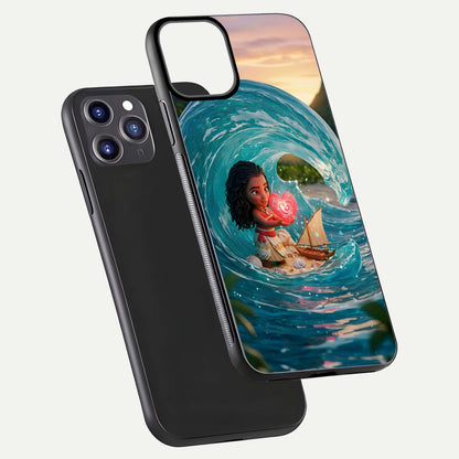 Heart of Ocean Glass Case for iPhone 11 Pro Max front and back view layout highlighting sea-themed art and curved glass edges