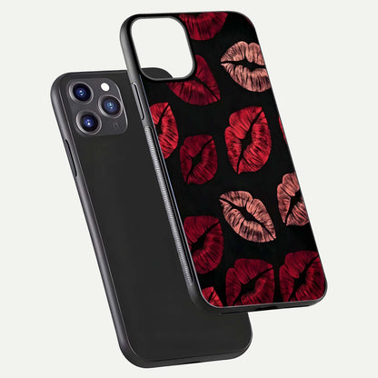 Midnight Kiss Love Glass Case for iPhone 11 Pro Max front & back view layout showing romantic theme and smooth curves
