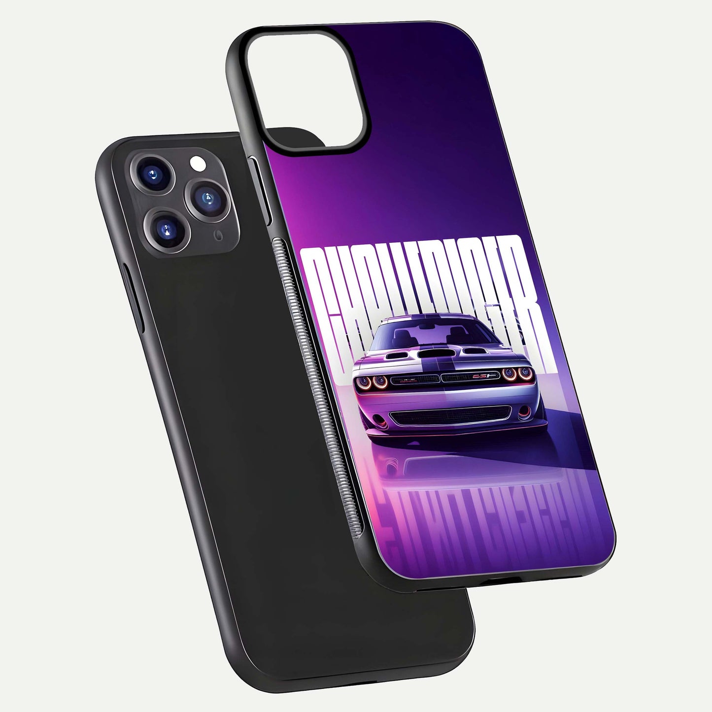 Midnight Muscle Ride Glass Case for iPhone 11 Pro Max front & back layout with dark automotive tones and edges