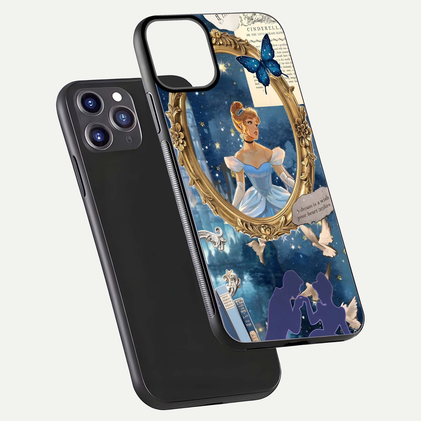 Midnight Queen Glass Case for iPhone 11 Pro Max front & back layout displaying regal tones and smooth edges