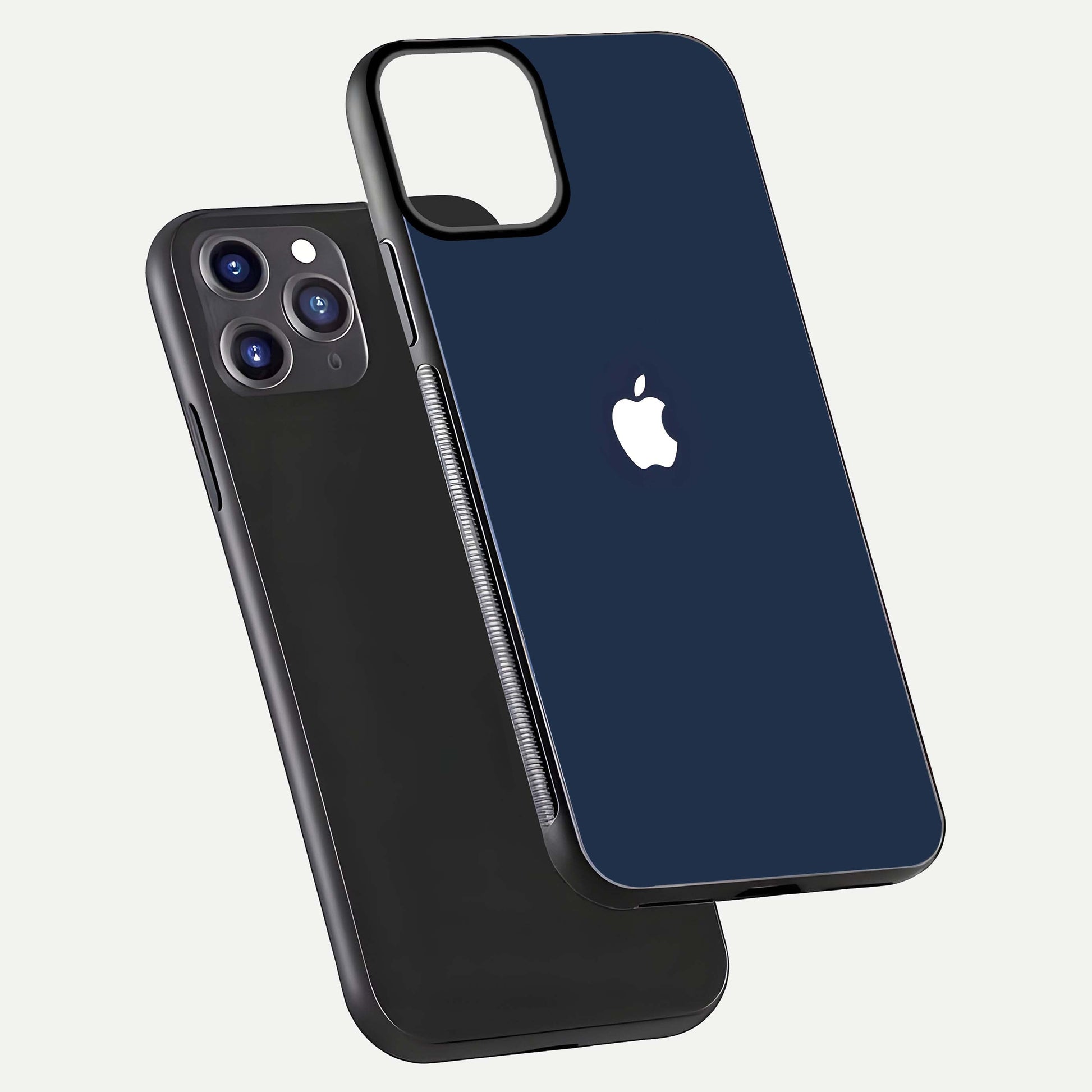 Minimal Apple Night Glass Case for iPhone 11 Pro Max front & back layout highlighting simplicity and edge curve