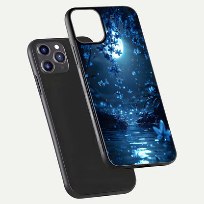 Moonlight Petal Dream Glass Case for iPhone 11 Pro Max front & back layout highlighting soft pastel tones