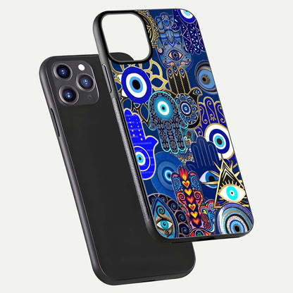 Mystic Palm Guard Glass Case for iPhone 11 Pro Max front & back layout highlighting spiritual art and edge finish