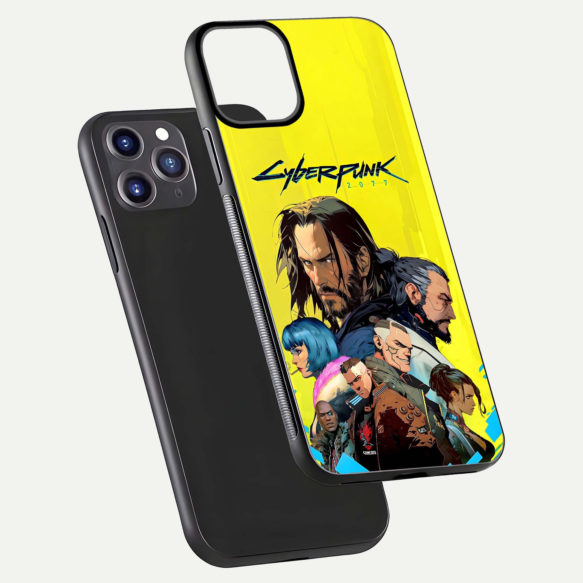 Neon Rebel Genesis Glass Case for iPhone 11 Pro Max front & back layout highlighting futuristic theme and curves