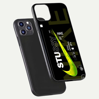 Neon Street Edition Glass Case for iPhone 11 Pro Max front & back layout highlighting street art vibe and edges