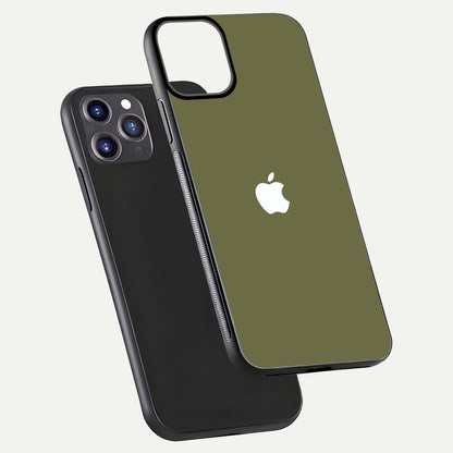 Olive Matte Essence Glass Case for iPhone 11 Pro Max front & back layout highlighting simple design and clean edges