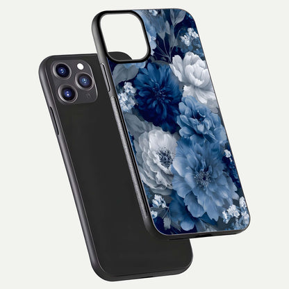 Royal Bloom Garden Glass Case for iPhone 11 Pro Max front & back layout showing soft tones and curved glass design