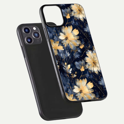 Royal Petal Dream Glass Case for iPhone 11 Pro Max front & back layout showing floral pattern and clean edge finish