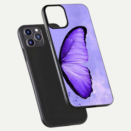 Violet Dream Wing Glass Case for iPhone 11 Pro Max front & back layout showing violet tones and smooth edges