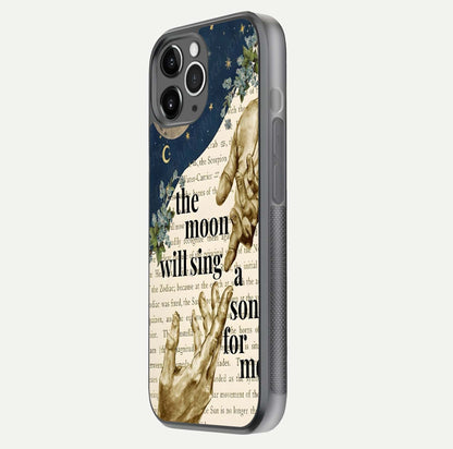 Aesthetic Divine Glass Case for iPhone 16 Pro floating dual-view mockup showing edge design and divine art gloss texture