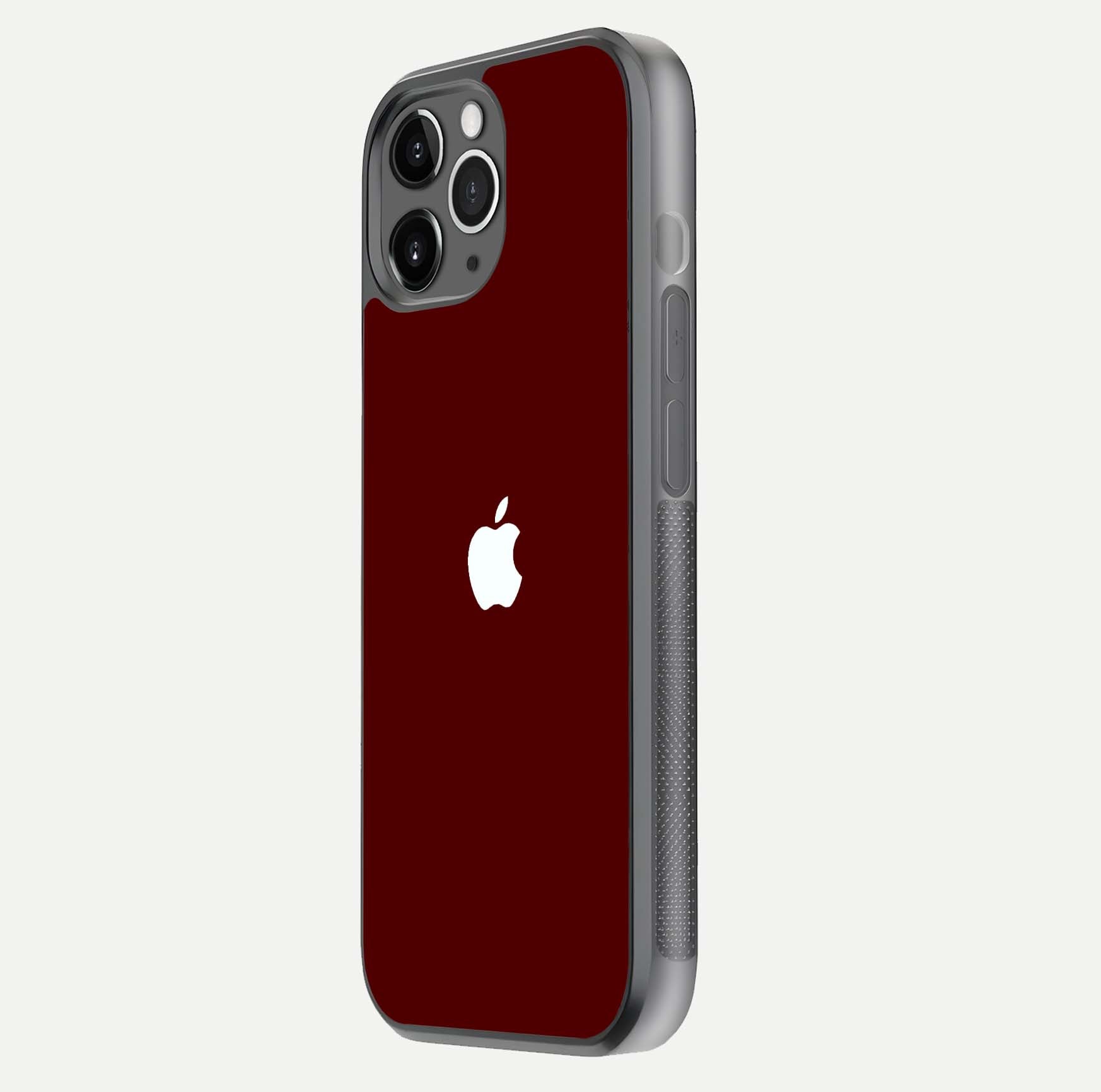 Apple Crimson Core Glass Case for iPhone 11 Pro Max floating mockup with red-gloss effect and metallic Apple design