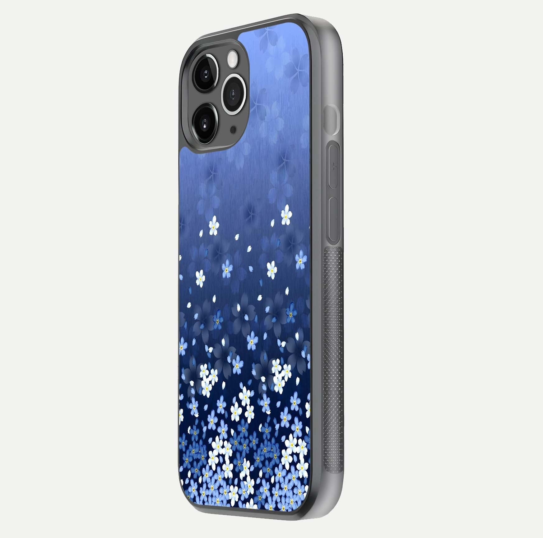 Blue Starry Glass Case for iPhone 11 Pro Max floating mockup capturing cosmic tone and HD gloss texture