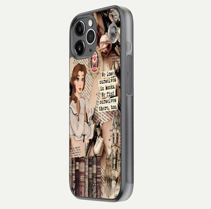 Bookish Dream World Glass Case for iPhone 11 Pro Max floating mockup capturing gloss shine and artistic balance