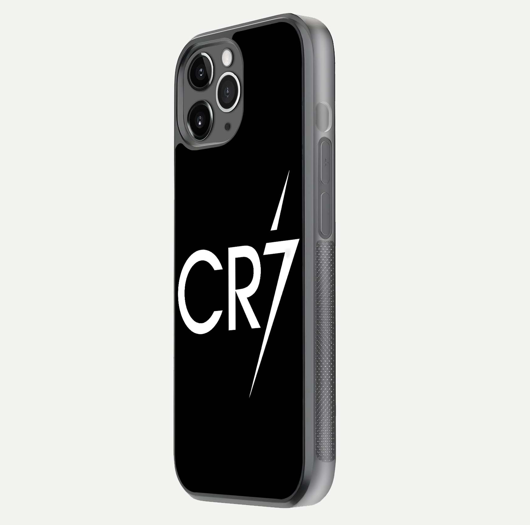 CR7 Elite Strike Glass Case for iPhone 11 Pro Max floating mockup displaying HD gloss and sporty texture