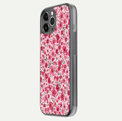 Cherry Blossom Charm Glass Case for iPhone 11 Pro Max floating mockup displaying pink tone flow and polished edges