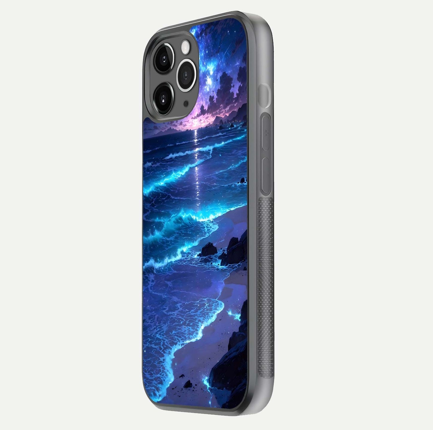 Classic Damn Look Glass Case for iPhone 11 Pro Max floating mockup emphasizing HD gloss and stylish edges