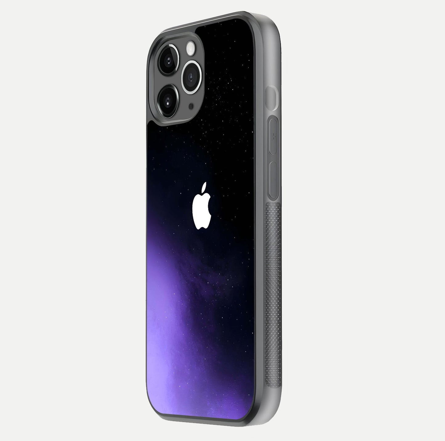 Galaxy Apple Aura Glass Case for iPhone 11 Pro Max floating dual-view mockup highlighting HD gloss and deep space color blend