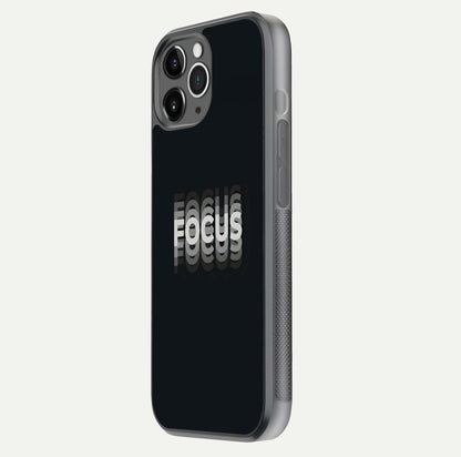 Mono Focus Vision Glass Case for iPhone 11 Pro Max floating dual-view mockup showing HD gloss and elegant simplicity
