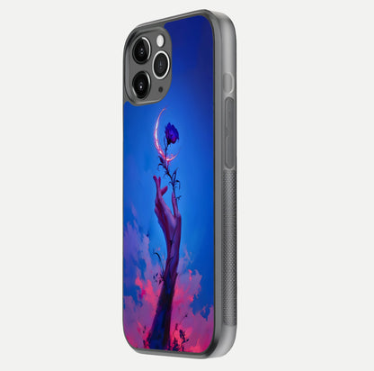 Mystic Hand Glass Case for iPhone 11 Pro Max floating dual-view mockup showing HD shine and fine palm detail