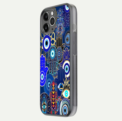 Mystic Palm Guard Glass Case for iPhone 11 Pro Max floating dual-view mockup showing HD reflection and vivid tone