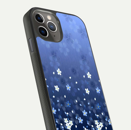 Blue Starry Glass Case for iPhone 11 Pro Max side-angle photo showing light reflection and detailed star pattern