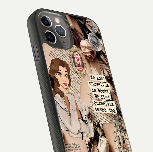 Bookish Dream World Glass Case for iPhone 11 Pro Max side-angle image showing detail depth and smooth corner polish