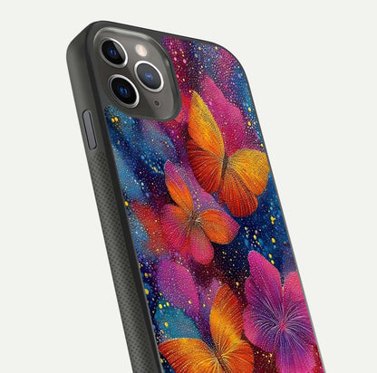 Butterfly Dream Mist Glass Case for iPhone 11 Pro Max side-angle image showing soft gradient and reflective glow