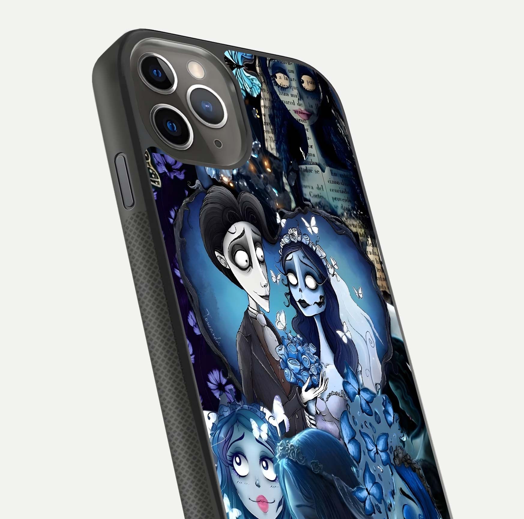 Butterfly Ghost Soul Glass Case for iPhone 11 Pro Max side-angle image capturing edge light and deep design tones